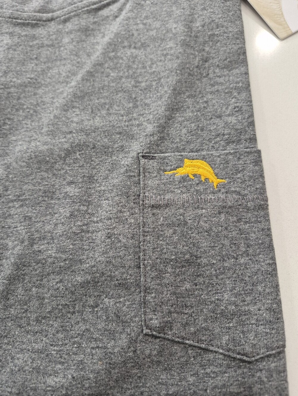 Tommy Bahama Dark HeatherTee with Gold  Trim - Picture 2 of 3